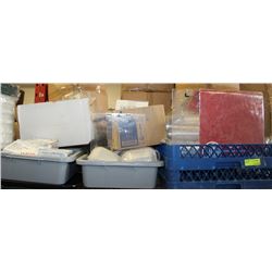 MISC. LOT OF SHELF CONTENTS INCL: BUS PANS,