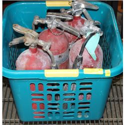 TOTE WITH ASSORTED FIRE EXTINGUISHERS