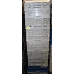 STACK OF COMMERCIAL DISHWASHER RACKS W/ DOLLY