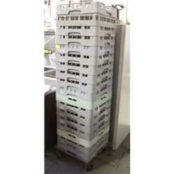 18 ASSORTED DISHWASHER TRAYS W/ DOLLY