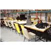 Image 1 : LARGE LOT OF 14 WOODEN TABLES W/ 26 PADDED CHAIRS