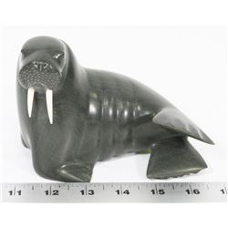 HANDCARVED INUIT SOAPSTONE FIGURINE  WALRUS