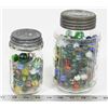 Image 1 : OLD JARS FILLED WITH VINTAGE MARBLES.