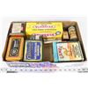 Image 1 : FLAT OF VINTAGE CANS, BOXES AND BOTTLES.