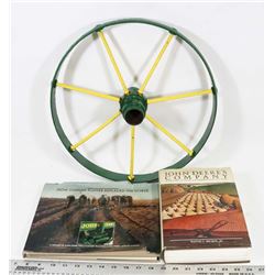 SOLID METAL 16” WHEEL & 2 JOHN DEERE HISTORY &