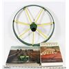 Image 1 : SOLID METAL 16” WHEEL & 2 JOHN DEERE HISTORY &