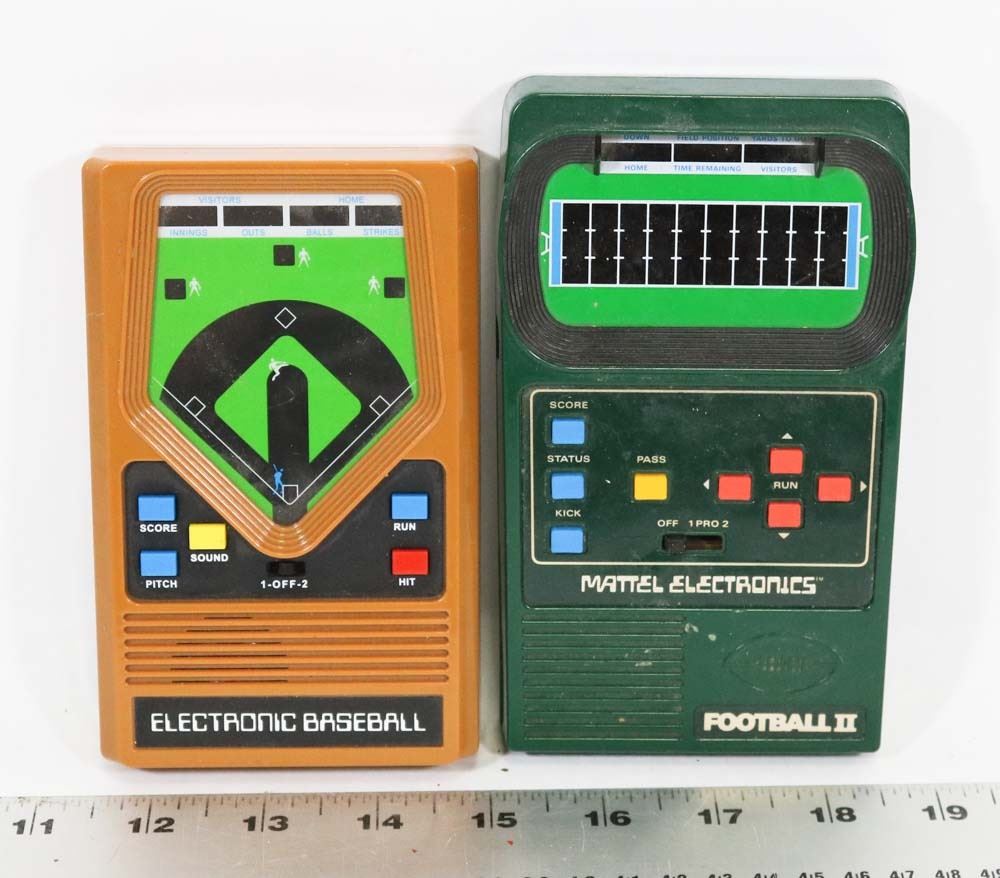 2 VINTAGE MATTEL HANDHELD SPORTS VIDEO GAMES