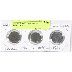 LOT OF 2 NAZI COINS WITH SWAZTIKA.