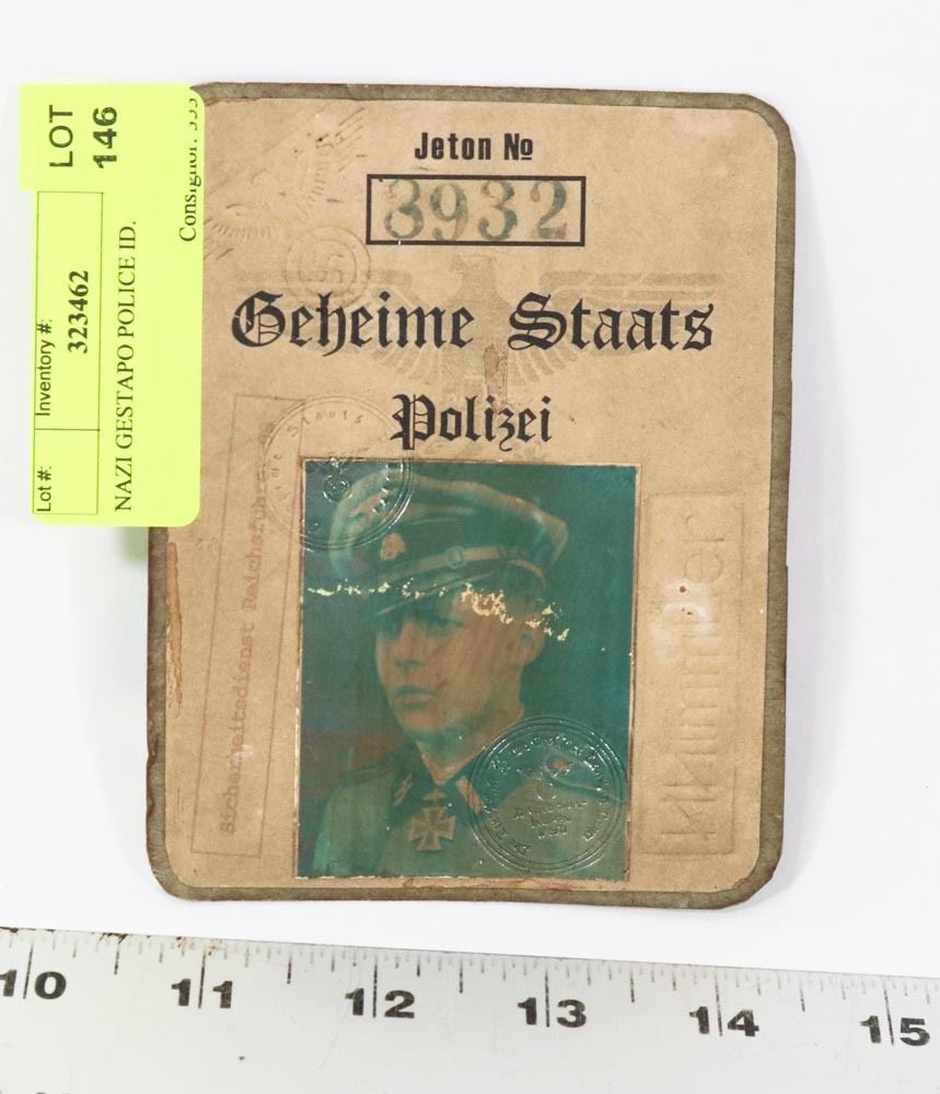 NAZI GESTAPO POLICE ID. Kastner Auctions