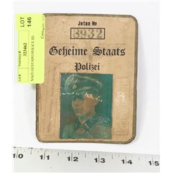 NAZI GESTAPO POLICE ID.