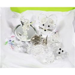 LOT OF 7 CRYSTAL FIGURES, SOME MARKED