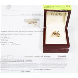 14 KARAT GOLD DIAMOND RING WEDDING SET,
