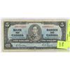 Image 1 : 1937 CANADIAN $5.00 BILL.