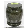 Image 1 : GREEN MARBLE DESIGN STONE LIDDED JAR/URN 7" TALL