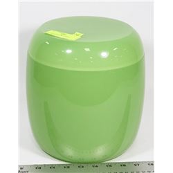 JADE COLOR STONE LIDDED JAR/URN 9" TALL