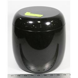 OBSIDIAN COLOR STONE LIDDED JAR/URN 9" TALL