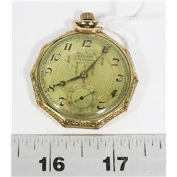 17 JEWEL FANCY CASE GOLD FILLED WIND UP POCKET