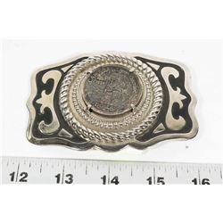 VINTAGE BELT BUCKLE WITH 1914 SILVER DOLLAR