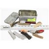 Image 1 : VINTAGE METAL TOBACCO TIN WITH 10 POCKET KNIVES &