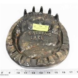 ANTIQUE CAST METAL BEAR PAW CIGAR ASHTRAY