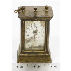 ANTIQUE CARRIAGE CLOCK, WORKING BEVELLED GLASS