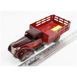 OLD TIN TRUCK WITH WOODEN WHEELS