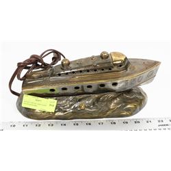 ANTIQUE METAL SHIP LAMP - TESTED & WORKS