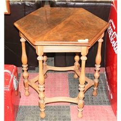 OAK 6 LEG OCTAGON HALL TABLE,26"X28"X30"