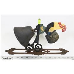 VINTAGE CAST IRON ROOSTER WALLMOUNT BELL