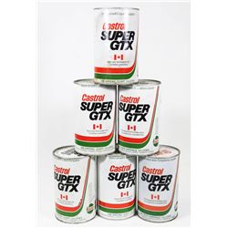 LOT OF 6 CASTROL VINTAGE FULL OIL CANS
