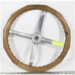 OLD WOODEN STEERING WHEEL