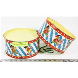 LOT OF TWO 1940'S CHILDRENS TOY DRUMS