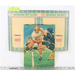 VINTAGE COCA COLA CARDBOARD FOOTBALL HELMUT, SIGNE