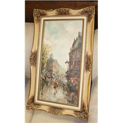 ANTIQUE S. DEMONE FRAMED PAINTING MADE IN ITALY.
