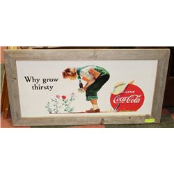 BARNBOARD FRAMED COCA-COLA PICTURE