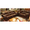 Image 1 : NEW BROWN LEATHERETTE PLUSH 86" SOFA W/ 66" LOVE
