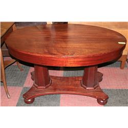 ANTIQUE DARK WOOD OVAL SERVING TABLE