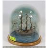 Image 1 : ANTIQUE MODEL SHIP IN DOME GLASS DISPLAY CASE