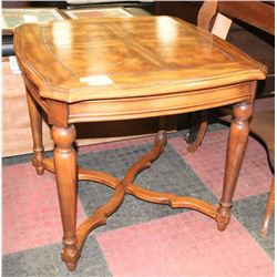 LARGE SOLID WOOD CENTER/SIDE TABLE, 26"X26"X23"