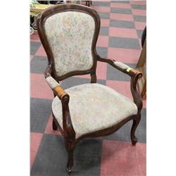 ANTIQUE FLORAL  PATTERN PARLOUR CHAIR