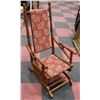Image 1 : ANTIQUE MAPLE CLOTH FLORAL PATTERN ROCKING CHAIR