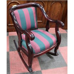 MAHOGANY SOLID WOOD ROCKING CHAIR WITH CLAW FEET