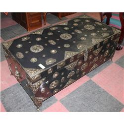 DECORATIVE BLACK CHEST, 48"X28"X18.5".