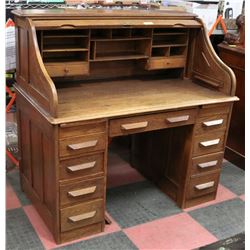 ANTIQUE OAK ROLL TOP DESK, 49"X30"X49"