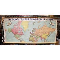 1935 SCHOOL WORLD MAP DONATED BY NEILSON'S