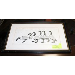 "CANADA GEESE" SIGNED WOOD BLOCK PRINT BY ELFRIEDE