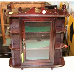 WALL HANGING MINI CURIO CABINET, 14"X5.5"X14.5".