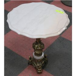 VINTAGE MARBLE TOP WITH CAST BRASS TABLE