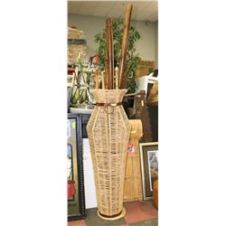 RUSTIC WICKER FLOOR VASE 63" TALL.