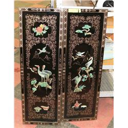 2 VINTAGE HAND PAINTED ASIAN DECORATIVE PANELS.